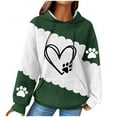 thumbnail image 1 of Hooded Sweatshirt for Womens Cute Dog Paw Heart Print Hoodies with Front Pocket Sweatshirts Color Matching Waffle Knitted Long Sleeve Hooded Sweatshirts, 1 of 4