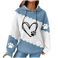 thumbnail image 1 of Hooded Sweatshirt for Womens Cute Dog Paw Heart Print Hoodies with Front Pocket Sweatshirts Color Matching Waffle Knitted Long Sleeve Hooded Sweatshirts, 1 of 4