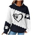 thumbnail image 1 of Hooded Sweatshirt for Womens Cute Dog Paw Heart Print Hoodies with Front Pocket Sweatshirts Color Matching Waffle Knitted Sweatshirts Loose Casual Long Sleeve Tops Hooded Outwear, 1 of 4