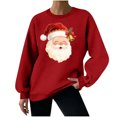 thumbnail image 1 of Hooded Sweatshirt for Women Fashion Loose Casual Christmas Printed Round Neck Long Sleeve Hoodless Sweatshirt, 1 of 7