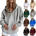 thumbnail image 1 of Hooded Sweatshirt for Women Long Sleeve Solid Color Shirt with Pocket Casual Loose Winter Outdoor Tops for Women Hot Pink M, 1 of 6