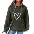 thumbnail image 1 of Hooded Sweatshirt for Womens Plus Size Trendy Fall Winter Casual Loose Long Sleeve Round Neck Drawstring Solid Color Tops Blouses,Army Green 3,M, 1 of 3