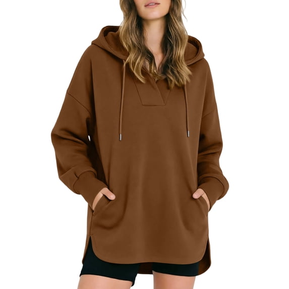 Hooded Sweatshirts Women Long Sleeve Fashion 2026 Winter Hoodie Solid Color Casual Sport Pullover Tops
