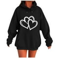 thumbnail image 1 of Hooded Sweatshirts for Womens Fall Fashion Hoodies Casual Loose Love Printed Outdoor Hoody Jackets Round Neck Long Sleeve Hoodie Pullover Winter Outwears with Pocket, 1 of 4
