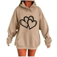thumbnail image 1 of Hooded Sweatshirts for Womens Fall Fashion Hoodies Casual Loose Love Printed Outdoor Hoody Jackets Round Neck Long Sleeve Hoodie Pullover Winter Outwears with Pocket, 1 of 4