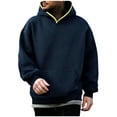 thumbnail image 1 of Hooded Sweatshirts for Men Solid Color Long Sleeve Hooded Pullover Hoodie Sweatshirt Pullover Top, 1 of 7