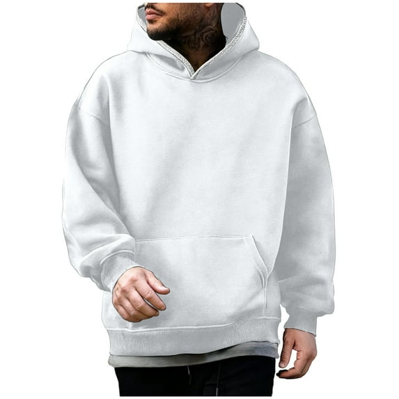 Hooded Sweatshirts for Men Solid Color Long Sleeve Hooded Pullover Hoodie Sweatshirt Pullover Top