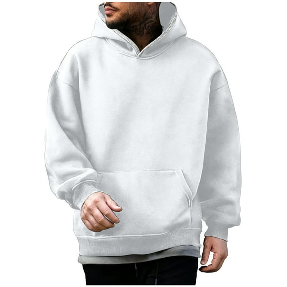 Hooded Sweatshirts for Men Solid Color Long Sleeve Hooded Pullover Hoodie Sweatshirt Pullover Top