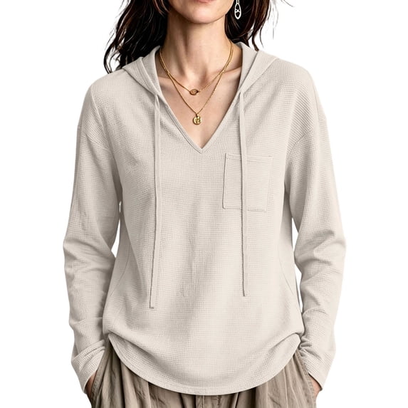 Hooded Sweatshirts for Women Casual Drawstring Solid Color Loose Fit Long Sleeve Casual Pullover Fall and Winter Hoodies