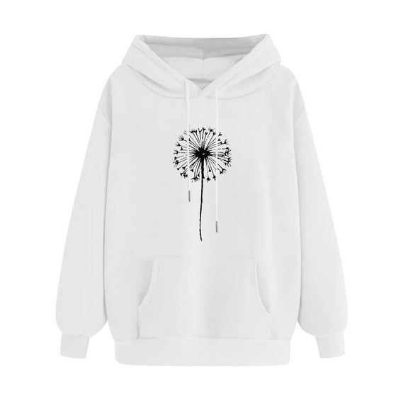 Hooded Sweatshirts for Women Print Casual Winter Hoodie Pullover Long Sleeved Comfortable Sweatshirt With Pockets