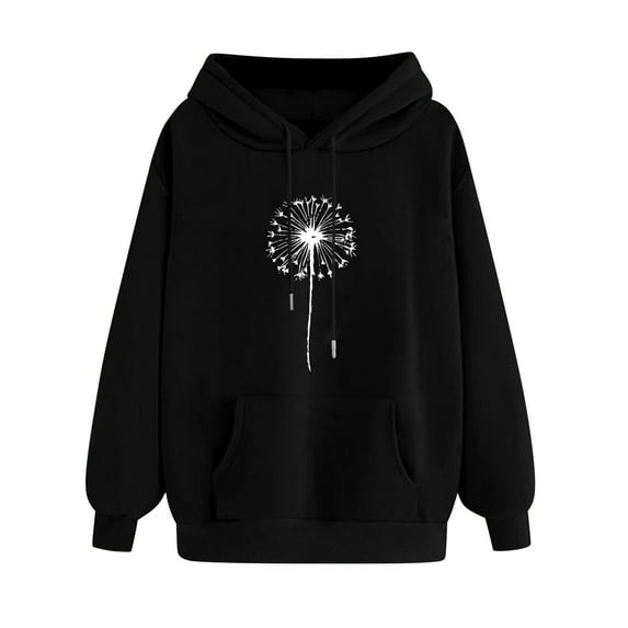 Hooded Sweatshirts for Women Print Casual Winter Hoodie Pullover Long Sleeved Comfortable Sweatshirt With Pockets