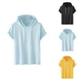 thumbnail image 1 of Hooded T Shirts for Women 2025 Short Sleeve Drawstring Casual Plain Tshirt with Hood Pullover Womens T Shirts, 1 of 4