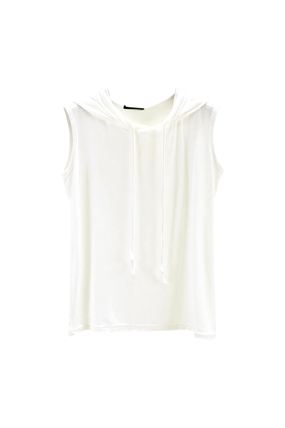 Hooded Tank Top Women, Yigetop Women's Summer Sleeveless Hooded Tank Top T Shirt for Athletic Relaxed Breathable Summer Hoodies for Women White L
