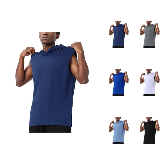 Hooded Tank Tops Men Lightweight Breathable Muscle Sleeveless Shirt with Hood Workout Gym Athletic Tanks