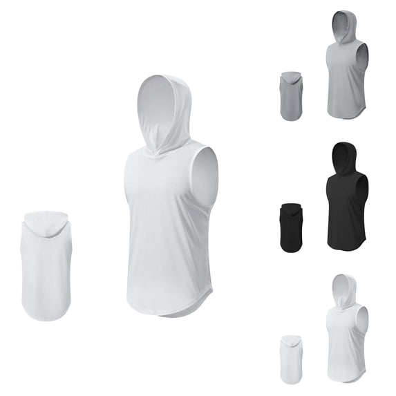 Hooded Tank Tops Men Lightweight Breathable Quick Drying Relaxed Fit Muscle Sleeveless Shirt Athletic Running Gym Tanks