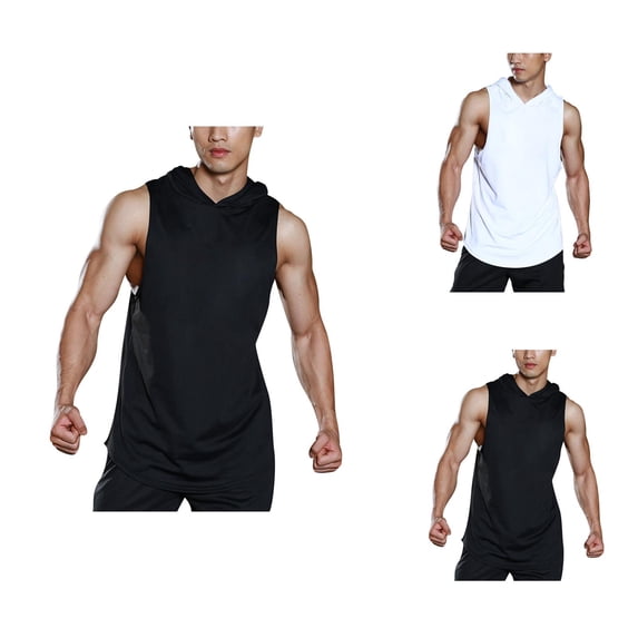 Hooded Tank Tops Men Summer Casual Lightweight Breathable Relaxed Fit Muscle Sleeveless Shirt Athletic Workout Gym Tanks