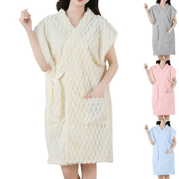 Hooded Towel Robe for Women Quick Dry Bath Poncho Wearable Beach Towel Cover Up Absorbent Bathrobe with Pocket