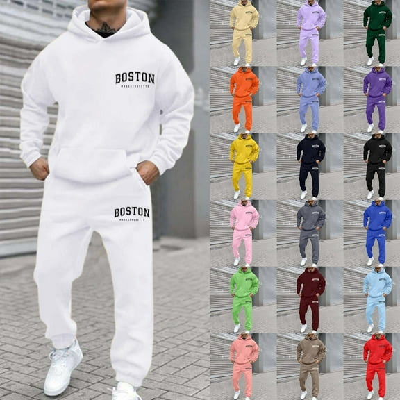Hooded Tracksuit Loungewear Sweatsuit with Pockets Jogging Suit Sets,Men's Tracksuit Plus Size Causal Long Sleeve Athletic Shirt Loose Designs Sweatsuit (Beige, L)