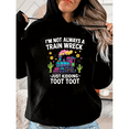 thumbnail image 1 of Hooded Train Wreck Graphic Tee T-Shirt Top long-sleeved Commuting Fashion and Comfortable Cotton black S-2XL, 1 of 7