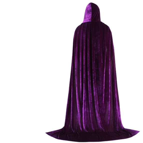 Hooded Velvet Cape Wizard Cloak Witch Costume Cape Full Length Halloween Role Play Cape for