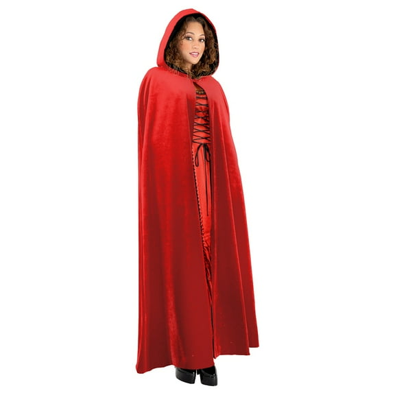 Hooded Velvet Cloak Adult Costume Accessory Red-Black