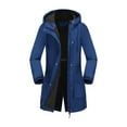 thumbnail image 1 of Hooded Waterproof Parka Coat,Solid Color With Pockets, Windproof Long Sleeve Jacket For Women, All-Weather​​ Blue L, 1 of 8