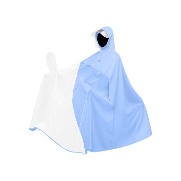 Hooded Waterproof Scooter Rain Poncho, Transparent Visor Single Rider Rain Cape, Loose Full Coverage Cycling Rain Coat, Foldable Rain Gear For Urban Daily Commute Short Trip