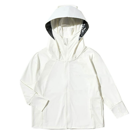 Hooded Zipper Jackets for Boys and Girls Ice Silk Solid Color Long Sleeved Pocket Thin Breathable And To Sunscreen Jacket