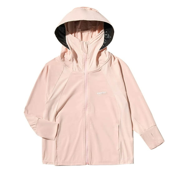 Hooded Zipper Jackets for Boys and Girls Ice Silk Solid Color Long Sleeved Pocket Thin Breathable And To Sunscreen Jacket
