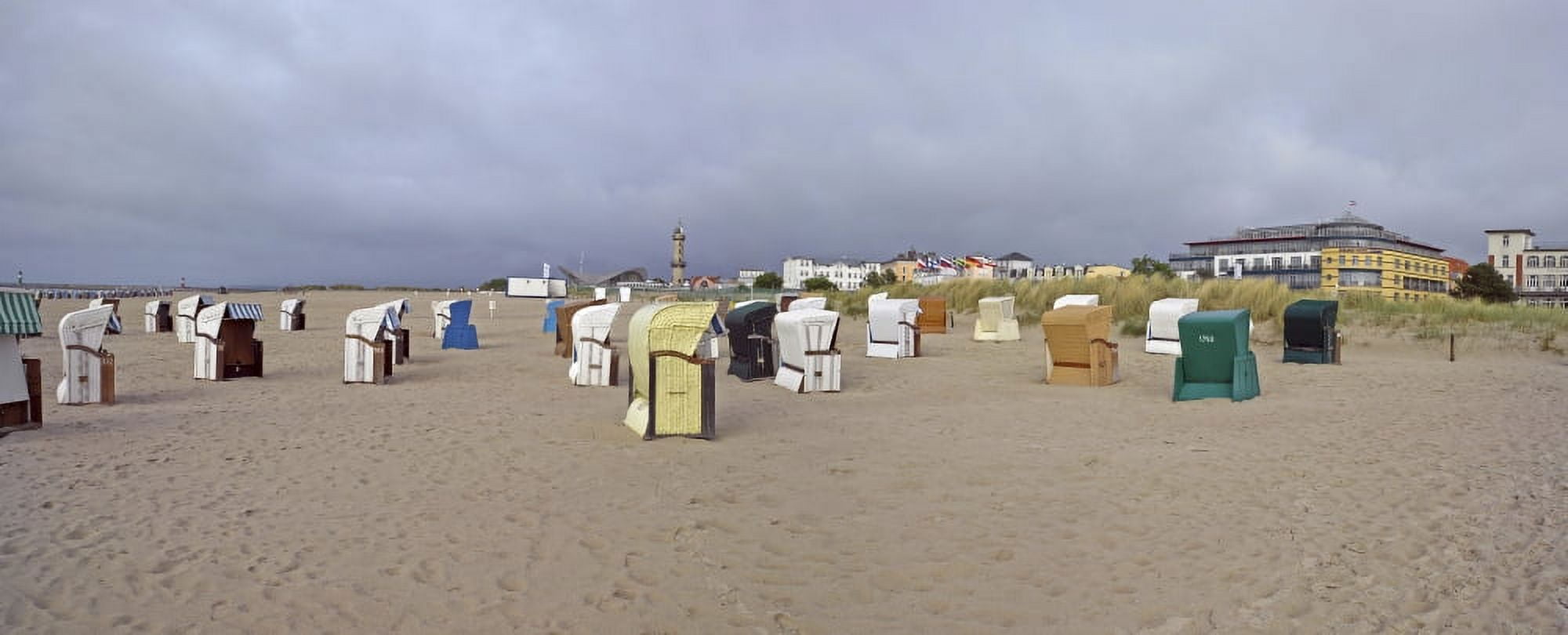Hooded beach chairs on the beach Warnemunde Beach Warnemunde Rostock Germany Canvas Art - Panoramic Images (27 x 9)
