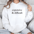 thumbnail image 1 of Hooded long-sleeved Women's casual "expensive" graphic text printed Tee T-shirt top cotton comfortable White,S-2XL, 1 of 6