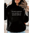 thumbnail image 1 of Hooded "phone" letter graphic text printed T-shirt top, Long-sleeved Casual comfortable black S-2XL, 1 of 7