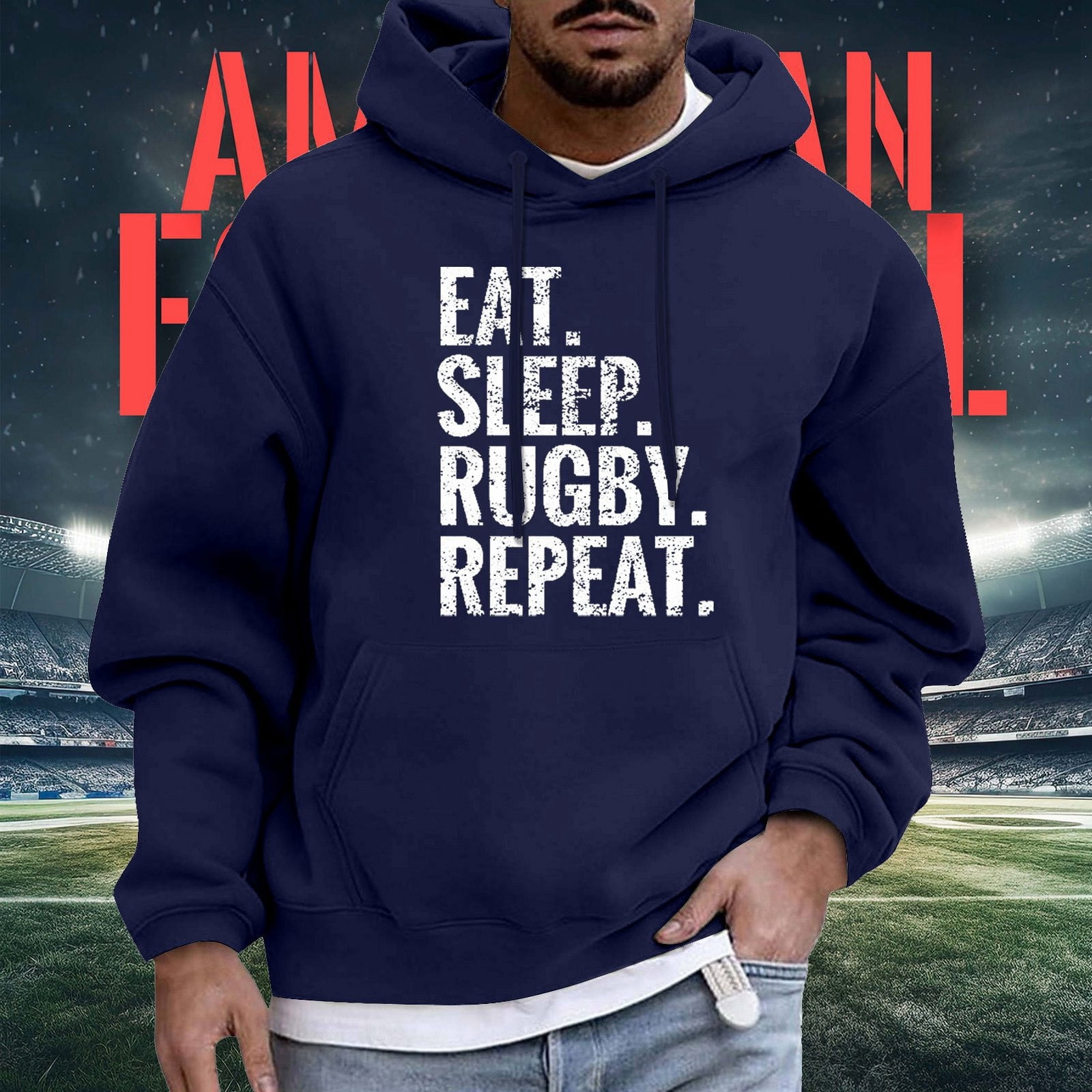 Hoodie 2024 Fashion Sweatshirts for Men Vintage Graphic Pullover Loose Fit Streetwear Long Sleeve Top Big Motifs Sweatshirt Street Fashion Crew Neck Sweatshirt Walmart