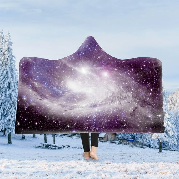 Hoodie Blanket Plus Sizes Universe Theme Wearable Hooded Blanket For Adults Fuzzy Warm Cozy Plush Furry Fleece & Sherpa Hoodie Throw Cloak Wrap Christmas Gifts For Women Men Teens Kids
