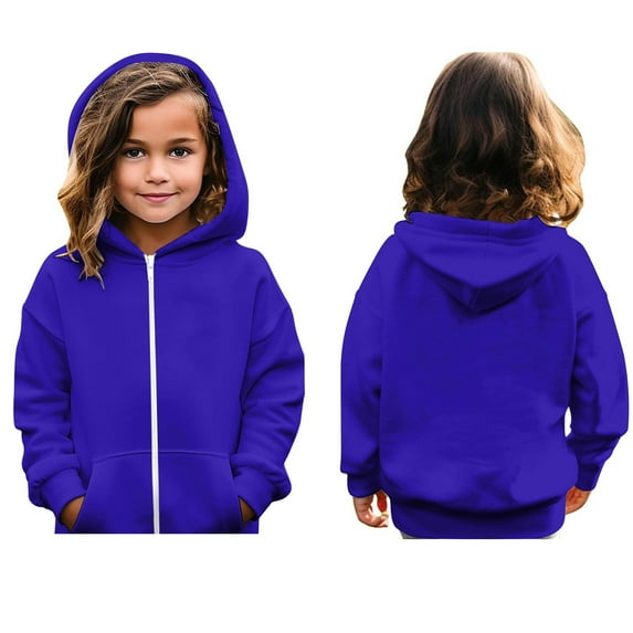 Hoodie Blue Full Zipper Hoodie Long Sleeve Lightweight Pullover Tops Loose Sweatshirt Winter Clothes Size 4-5 Years Boys Clothes Boys Girls Fashion