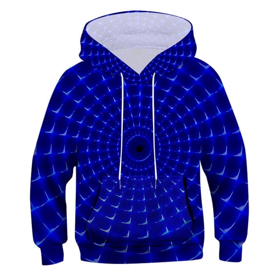 Hoodie Boy Teen Cartoon Print Tops Sweatshirts Kids Pullover 3D With Pocket Girl Boys Tops Novelty Pattern Hoodies ZC Blue 2 Years-3 Years