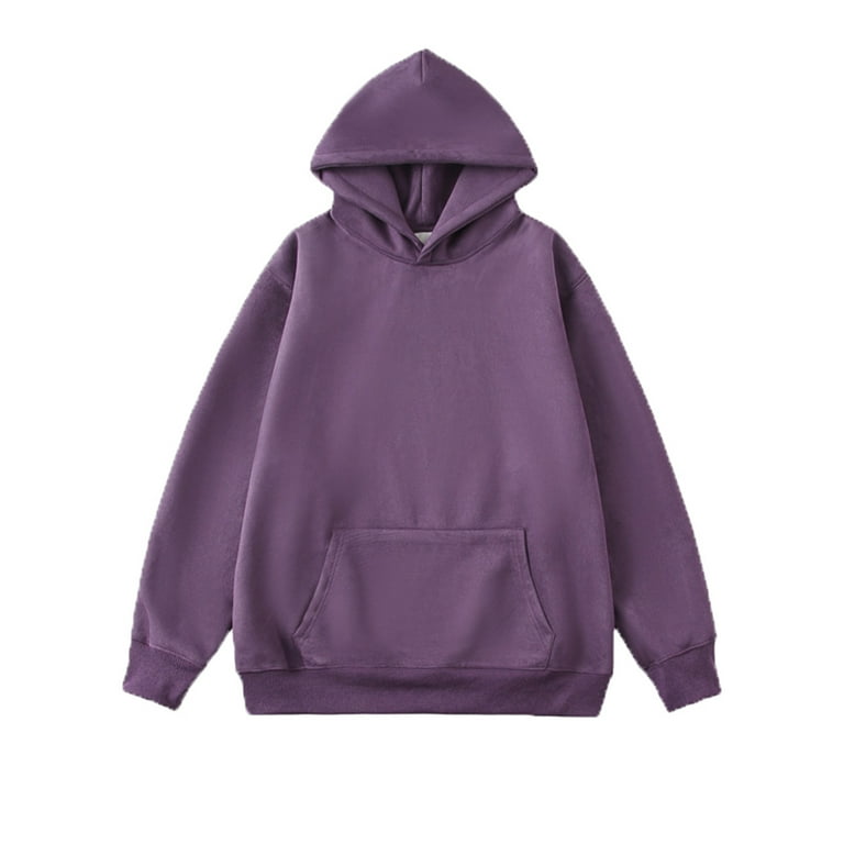 Hoodie Casual Long Sleeve Solid Color Sweatshirt Plus Size Round Neck Hoodies for Men Trendy Loose Fit Drawstring Daily