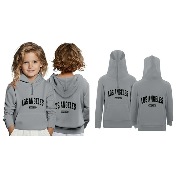 Boys Hoodie City Name Letter Print Grey Hooded Lightweight Long Sleeve Hoodies Warm Fall Winter Clothes Toddler Girls Clothes 3T