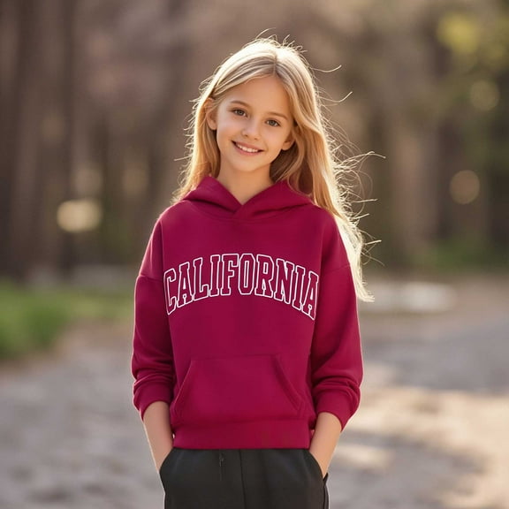 Hoodie City Name Letter Print Red Hooded Casual Long Sleeve Hoodie Sweatershirt Pullover Winter Clothes Toddler Boys Clothes 2T