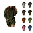 thumbnail image 1 of Hoodie Dress for Women 2025 Fall Winter Long Sleeve Casual Plain Hooded Sweatshirt with Pockets Pullover Tops, 1 of 1