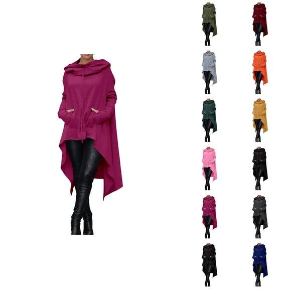 Hoodie Dress for Women 2025 Long Sleeve Irregular Hem Long Hooded Sweatshirt with Pockets Pullover Tops