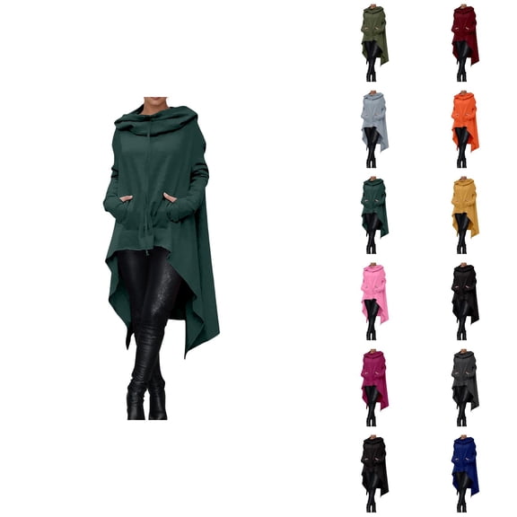 Hoodie Dress for Women 2025 Long Sleeve Irregular Hem Long Hooded Sweatshirt with Pockets Pullover Tops