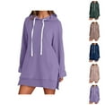 thumbnail image 1 of Hoodie Dress for Women 2025 Long Sleeve Side Slit Hoodies with Pockets Hooded Sweatshirt Hoodie Women Pullover, 1 of 6