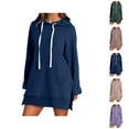 thumbnail image 1 of Hoodie Dress for Women 2025 Long Sleeve Side Slit Hoodies with Pockets Hooded Sweatshirt Hoodie Women Pullover, 1 of 5