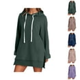 thumbnail image 1 of Hoodie Dress for Women 2025 Long Sleeve Side Slit Hoodies with Pockets Hooded Sweatshirt Hoodie Women Pullover, 1 of 5