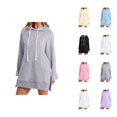thumbnail image 1 of Hoodie Dress for Women 2026 Fall Winter Casual Long Sleeve Side Split Hem Hooded Sweatshirt Dress Pullover Top with Pockets, 1 of 7