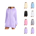 thumbnail image 1 of Hoodie Dress for Women 2026 Fall Winter Casual Long Sleeve Side Split Hem Hooded Sweatshirt Dress Pullover Top with Pockets, 1 of 7