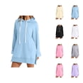 thumbnail image 1 of Hoodie Dress for Women 2026 Fall Winter Casual Long Sleeve Side Split Hem Hooded Sweatshirt Dress Pullover Top with Pockets, 1 of 7