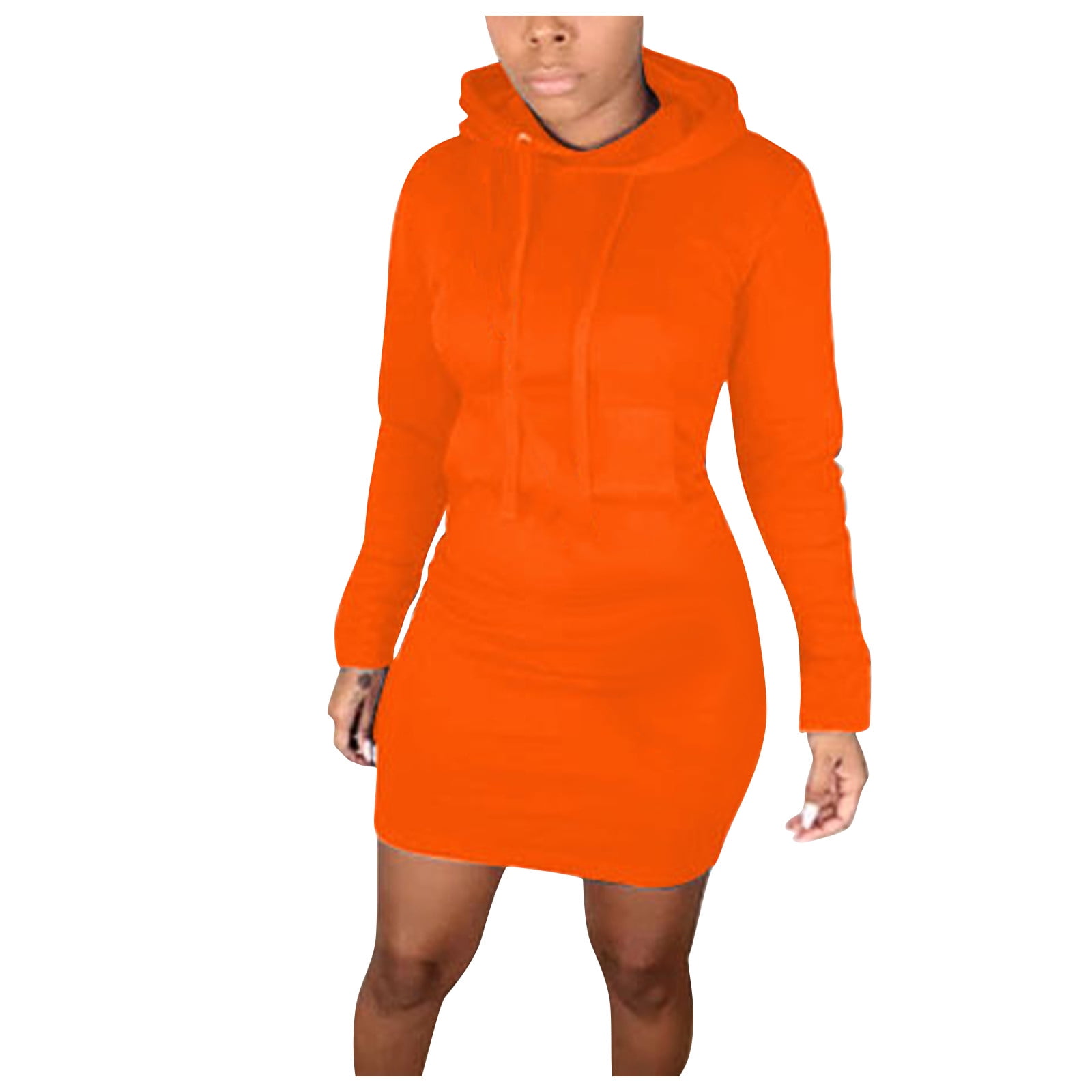Hoodie Dress for Women Slim Fit Casual Pullover Hooded Plain