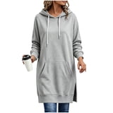 Hoodie Dress for Women Sweatshirt Dress Oversized Casual Split Hem New ...